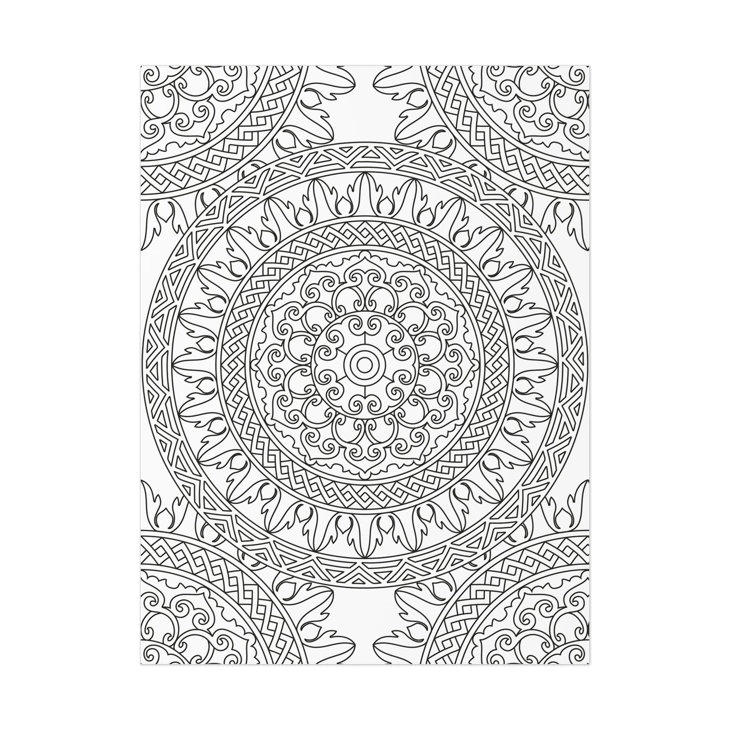 Traditional Pattern Mandala Adult Coloring Poster | 18" x 24"