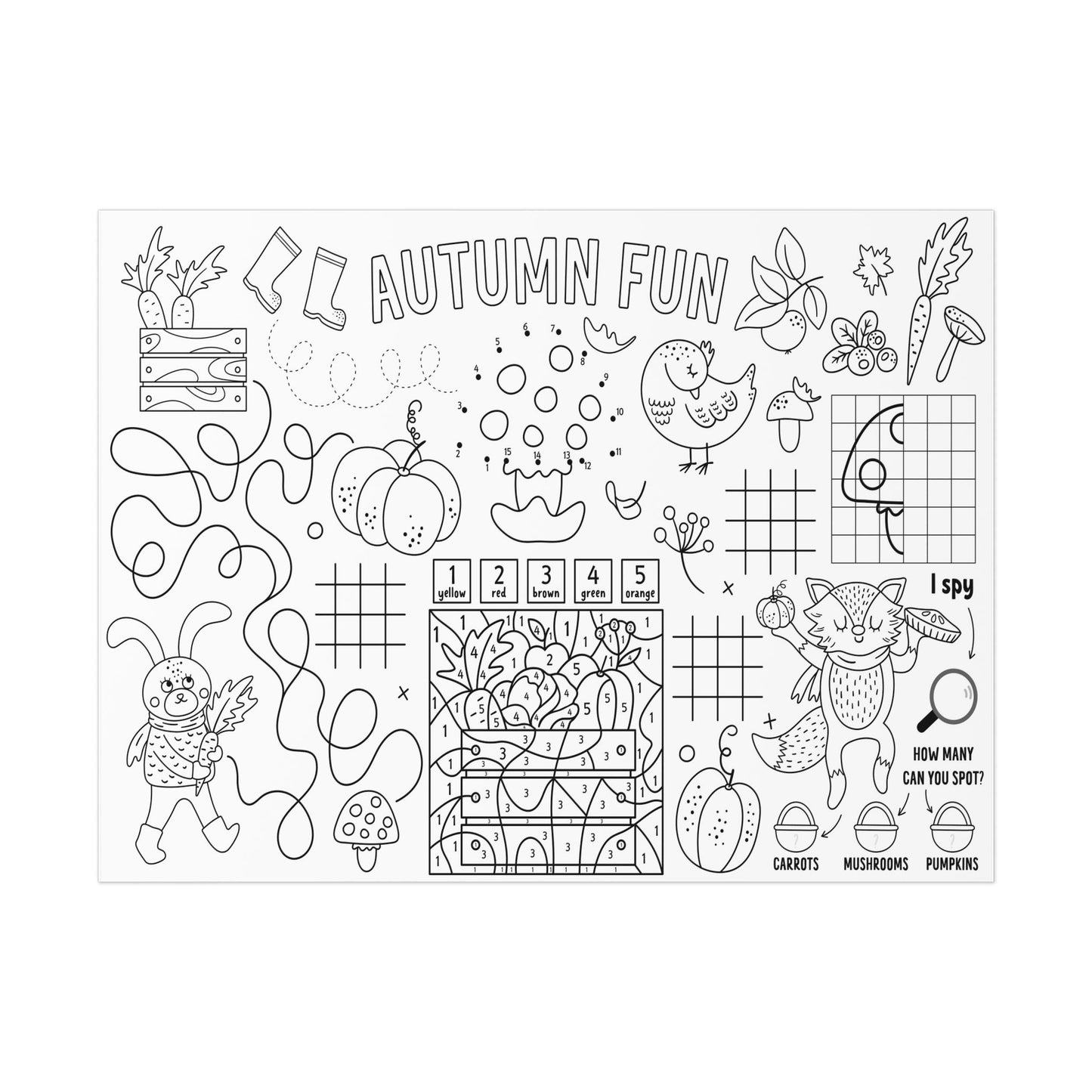 Autumn Fun Kids Activity Poster | 24" x 18" - mimoody.com