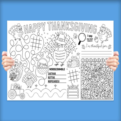 Turkey Time Kids Learning Coloring & Activity Poster | 24" x 18" - mimoody.com