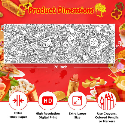 Giant Coloring Poster - Junk Food Doodle | 28" x 78" - mimoody.com