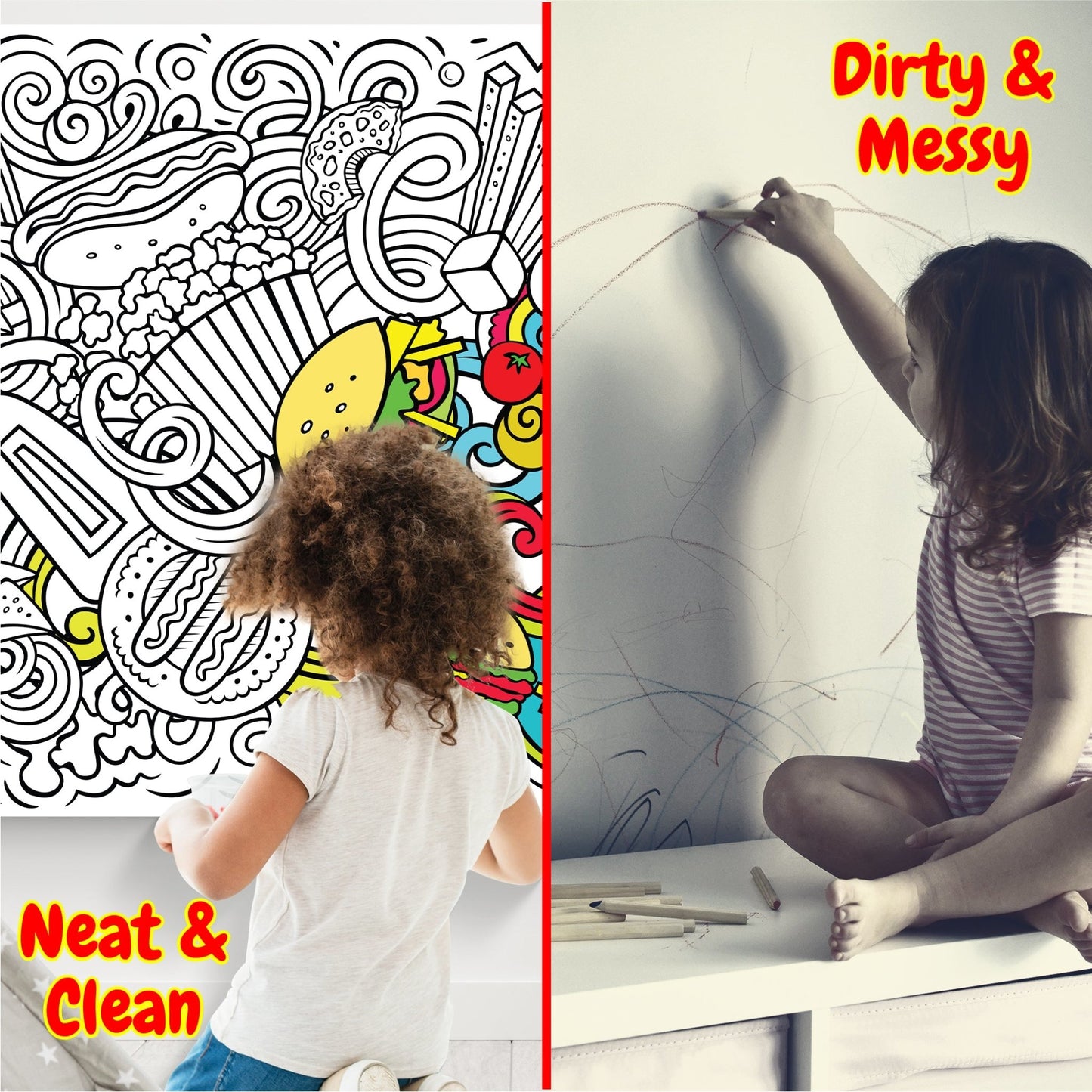 Giant Coloring Poster - Junk Food Doodle | 28" x 78" - mimoody.com