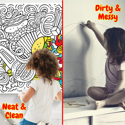 Giant Coloring Poster - Junk Food Doodle | 28" x 78" - mimoody.com