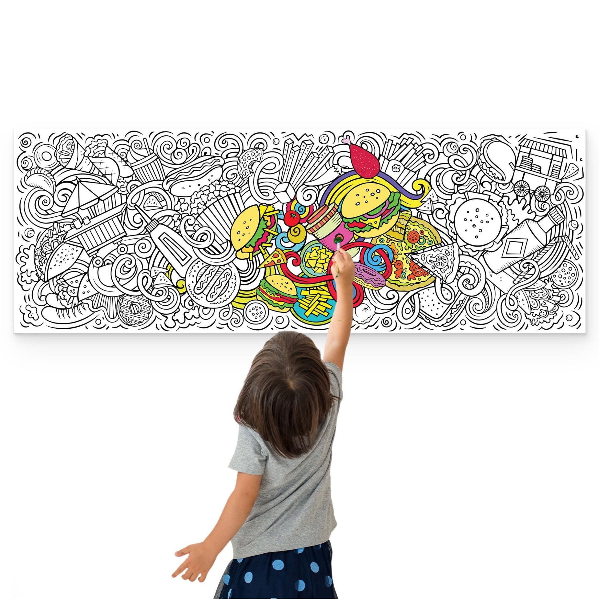 Giant Coloring Poster - Junk Food Doodle | 28" x 78" - mimoody.com