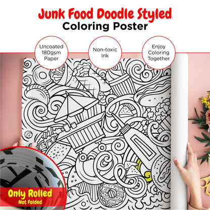 Giant Coloring Poster - Junk Food Doodle | 28" x 78" - mimoody.com